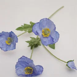 China Artificial Flower Supplier Bulk Supply Wedding Decoration Silk Artificial Flocking Stem Poppy Flowers
