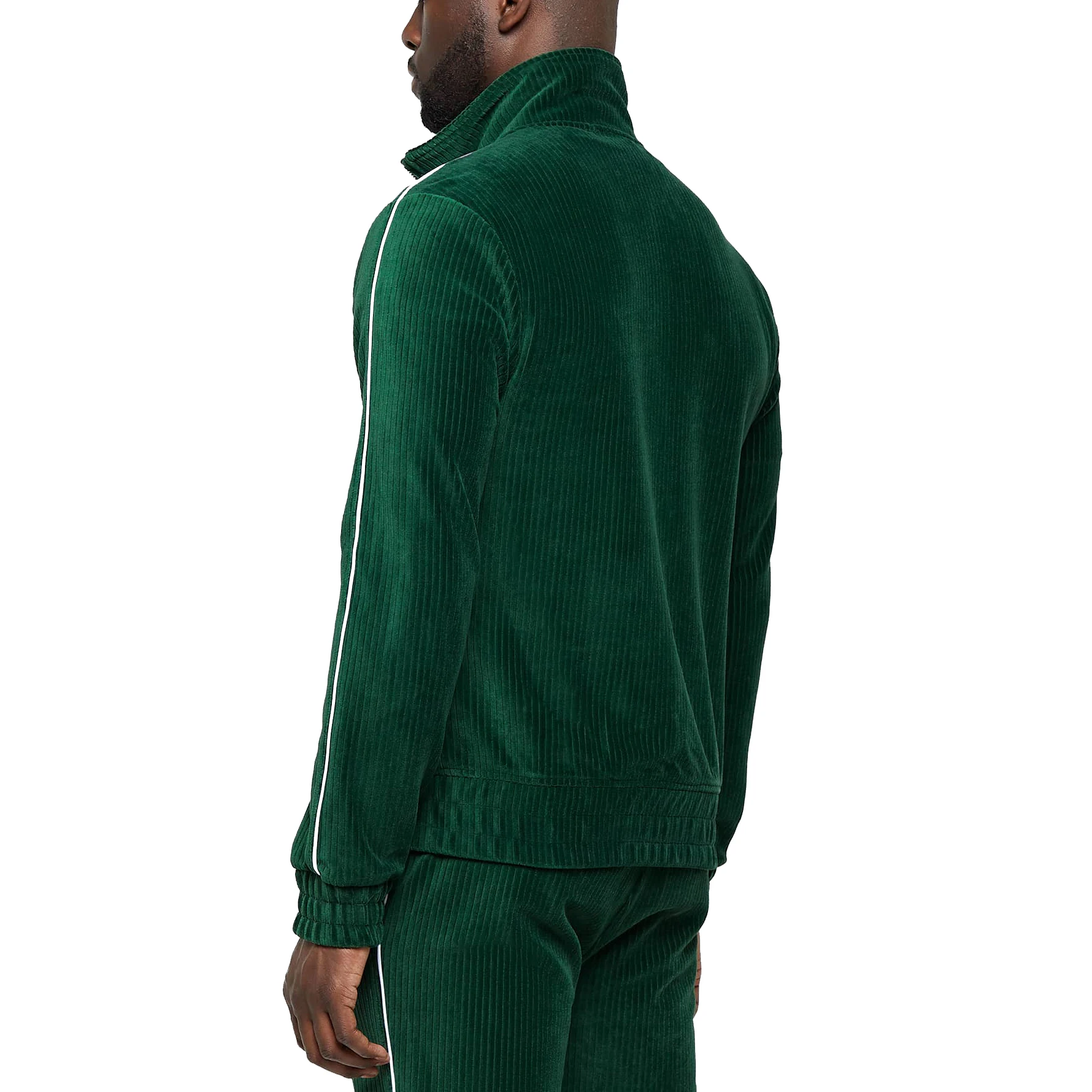 wholesale manufacturer vintage designer brown ribbed velour custom track jacket man