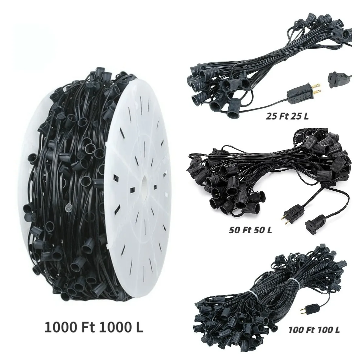 Backyard Outdoor String Light C7 C9 LED Christmas String light Garden Spool Wire With E12 E17 Base