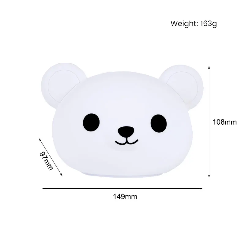 Factory Customization Silicone Night Light Bear Usb Rechargeable Table Led Lamp Silicone Night Lights For Kids Room