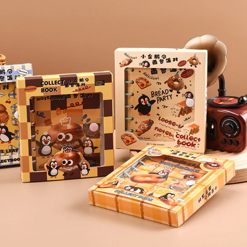 HK Little Penguin Bread Party Loose-leaf Gift Box Notebook