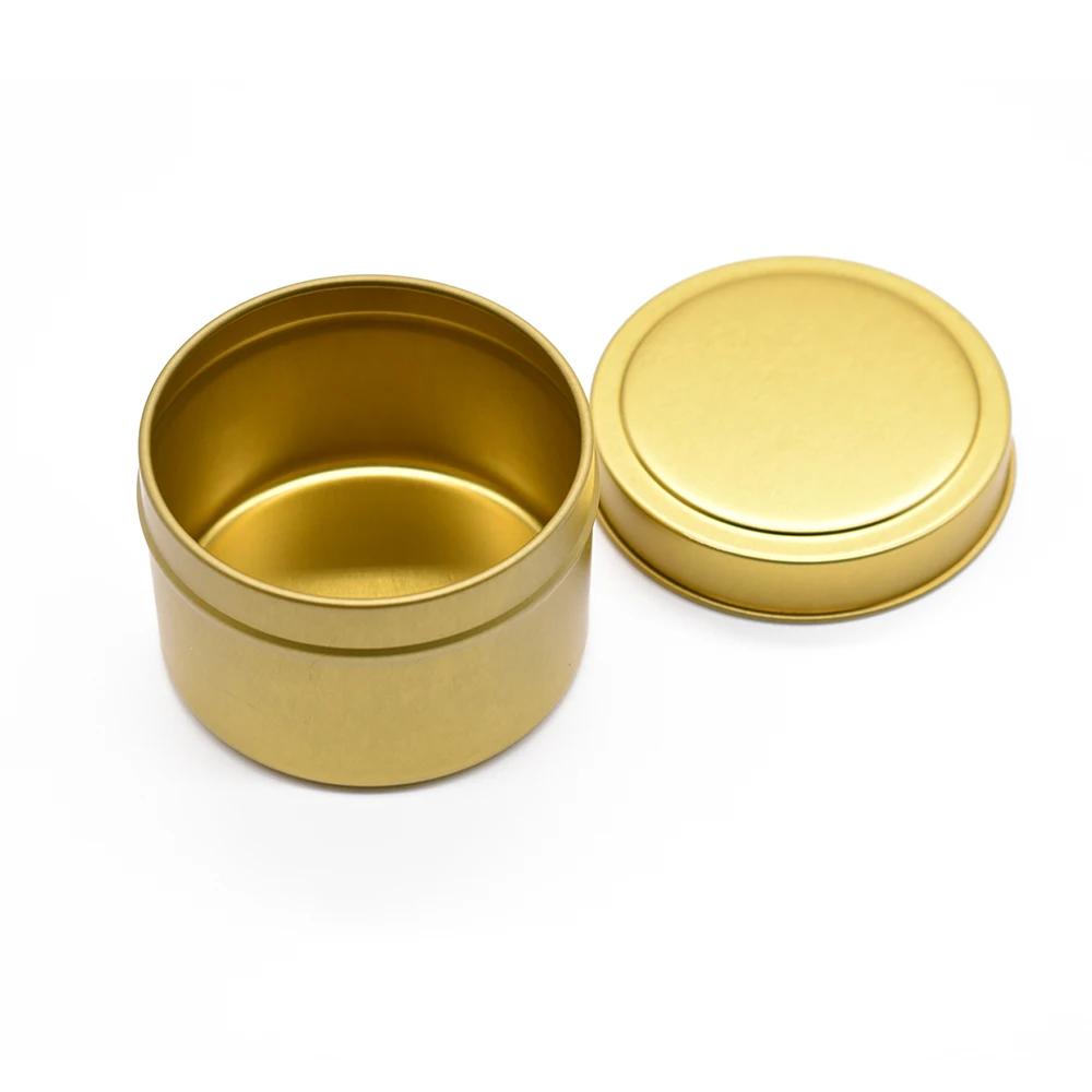 2Oz 4Oz 6Oz 8Oz Black Silver Gold Rose Gold Color Soy Candle Wax Storage Metal Tin Can Jars