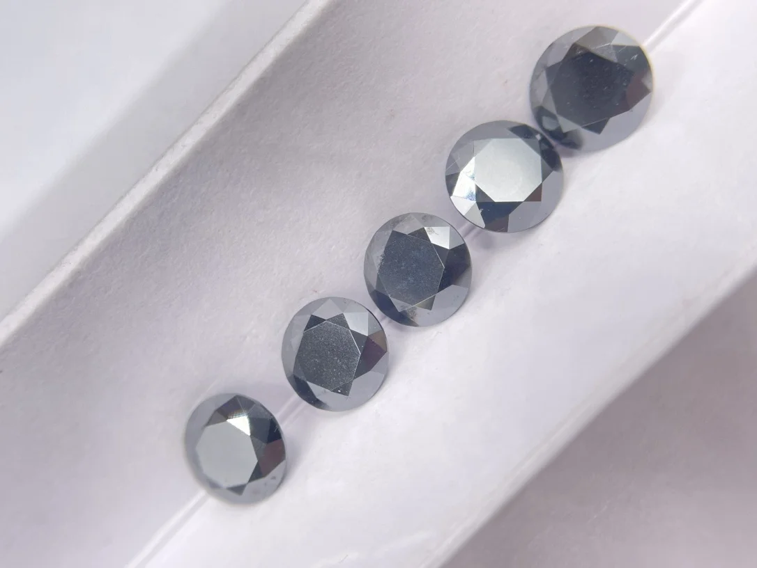 Wholesale Price 0.3-5ct Natural Black Color Loose Moissanite Diamond 4-11mm Black Round Cut Moissanite