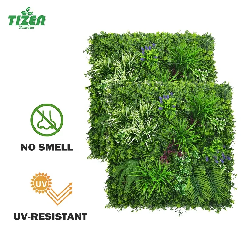 УФ-стойкая 3d-панель Tizen для украшения улицы и помещения искусственная трава растение стена из