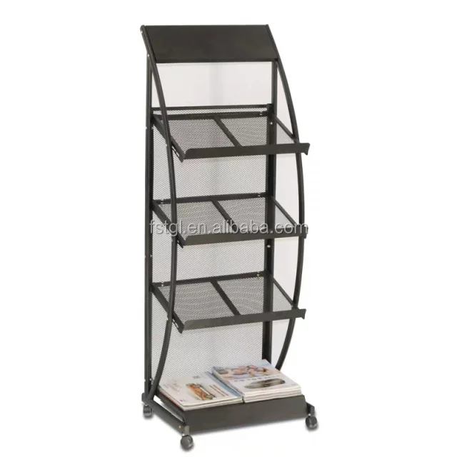 Powder Coating Finish Metal Wire Magazine Rack Display Stand Book Shelf