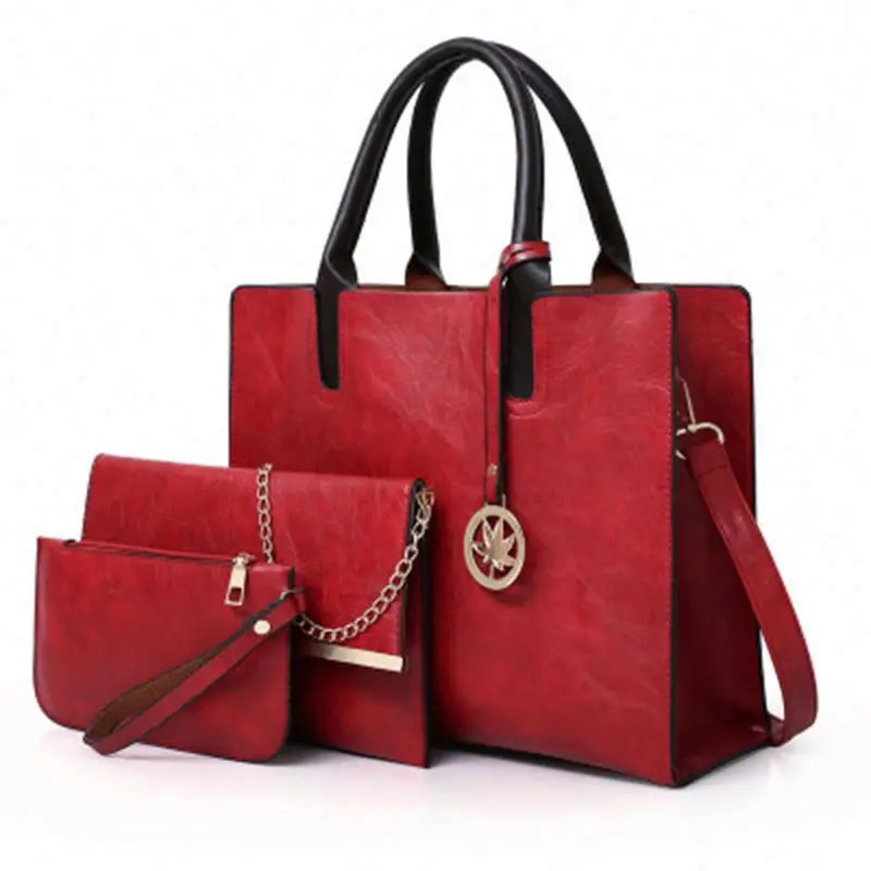 
The Summer Stylish Welcome Korean Simple Vintage Three Pieces Set PU Women Leather Handbags 