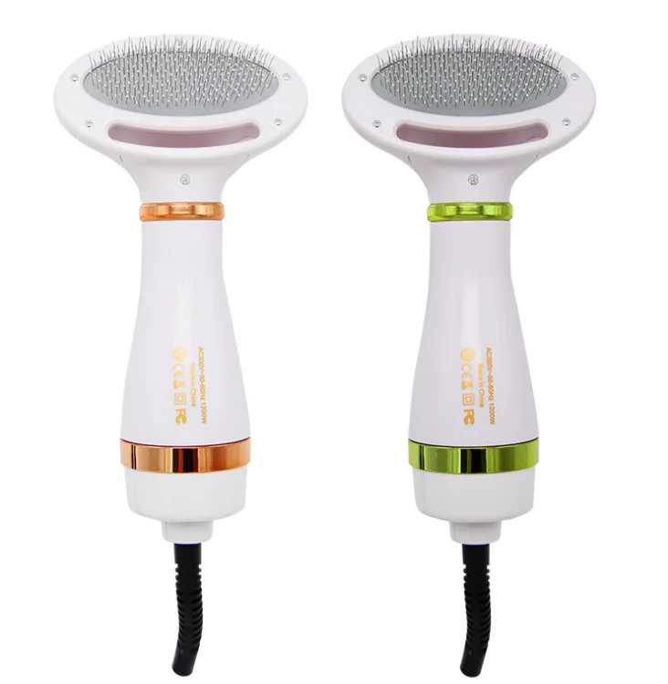 
2 In 1 Dog Dryer Hair Blower Slicker Brush Adjustable Temperature Low Noise Fit Short Haired Medium Coated Pet Cats 