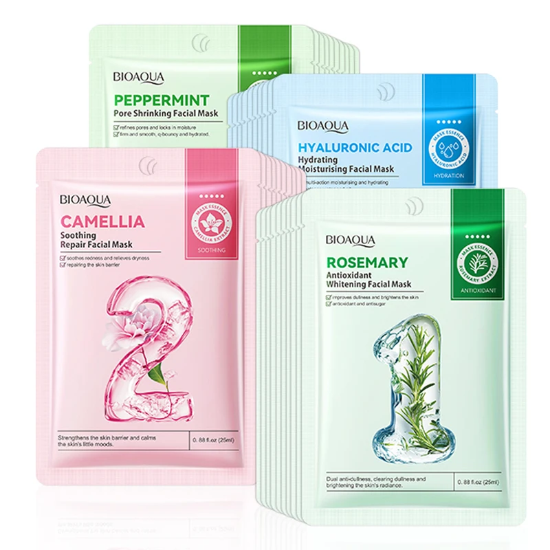 OEM BIOAQUA Корейская маска для лица с камелией Успокаивающая восстанавливающая оптовая продажа Мятная уход за кожей уменьшающая поры косметическая женщин