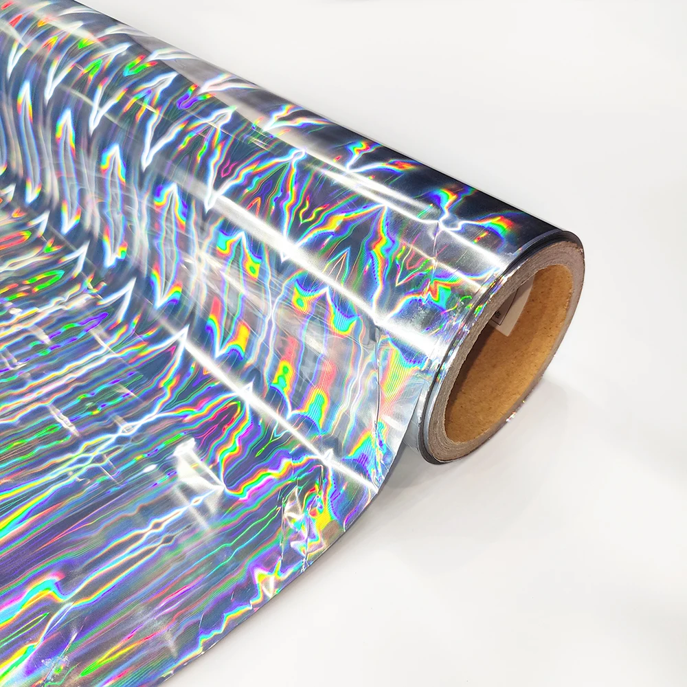 holographic aluminum 14 micron heat transfer stamping laser foil roll for leather and HTV