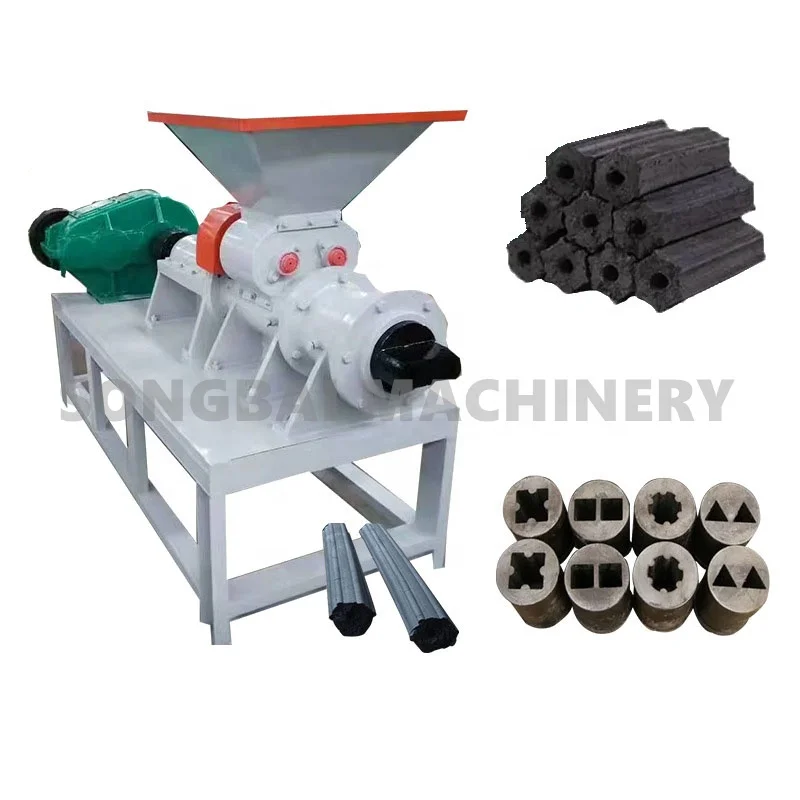 Charcoal Briquette Press Extruder Machine Production Line Cube Hexagon Square Cylinder Coal Powder Rods Stick Making Machine