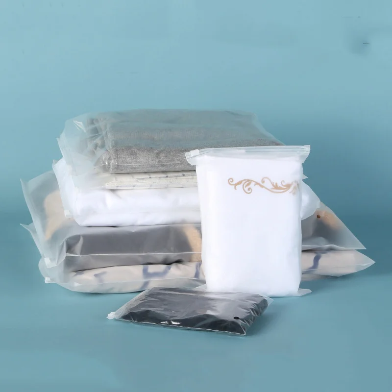 Custom Pe Transparent Plastic Bag Food Snacks Packaging Frosted Zipper Bag for Clothing