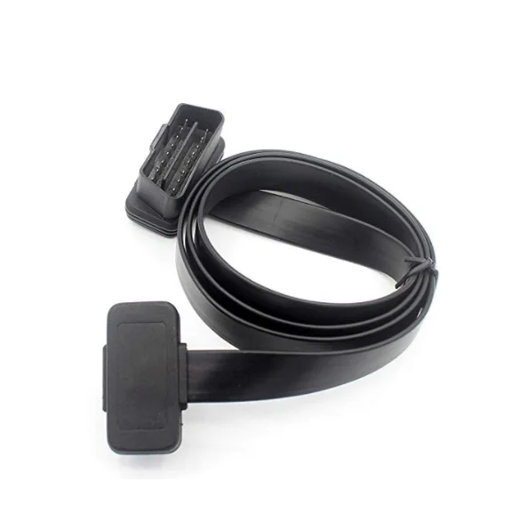 New 30/60/100cm Flat Thin 16Pin OBD 2 Extender OBD2 16 Pin ELM327 Male To Female Adapter Elbow OBDII Extension Connector Cable