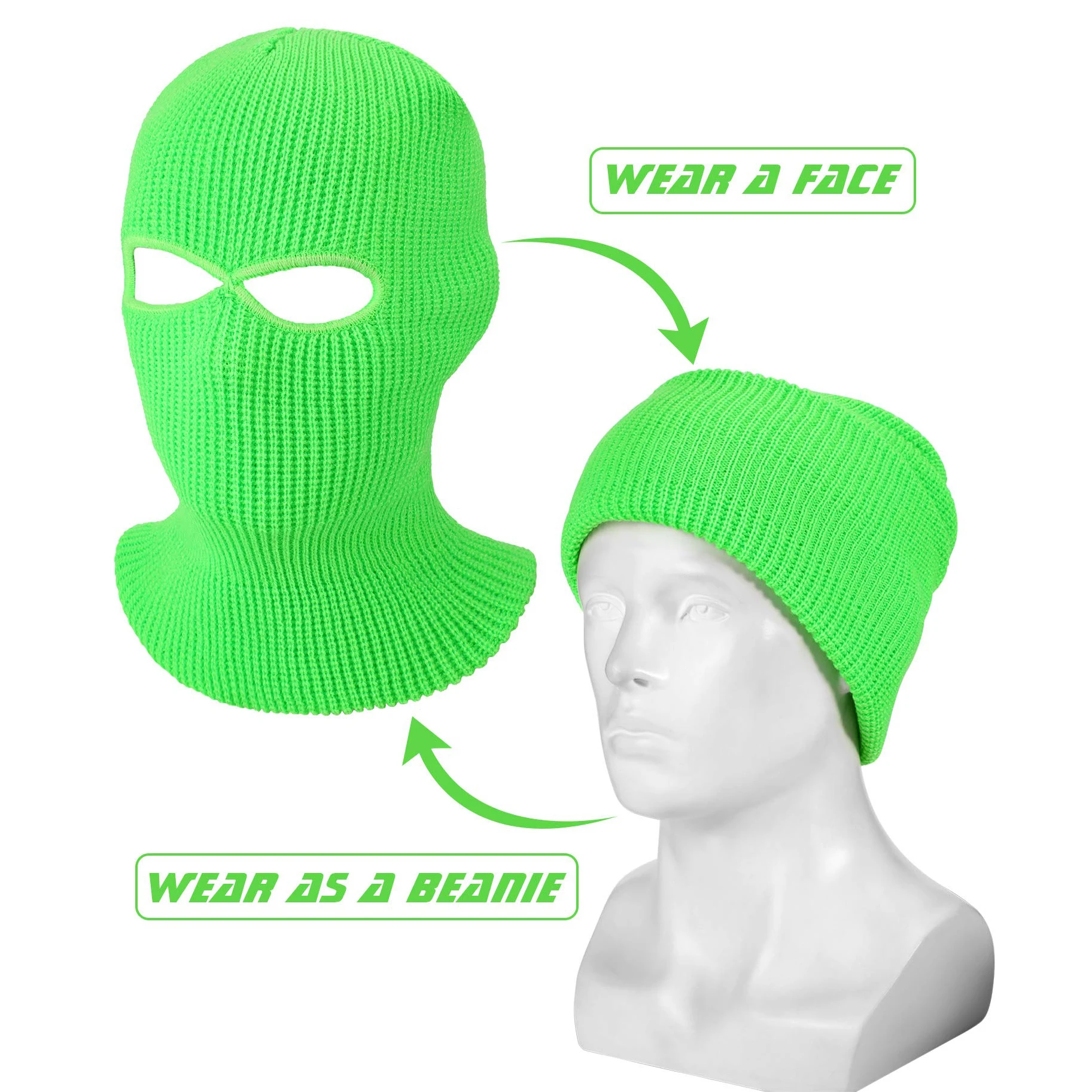 Winter skimask Full Face Ski Mask Knitted Custom 2 hole Balaclava