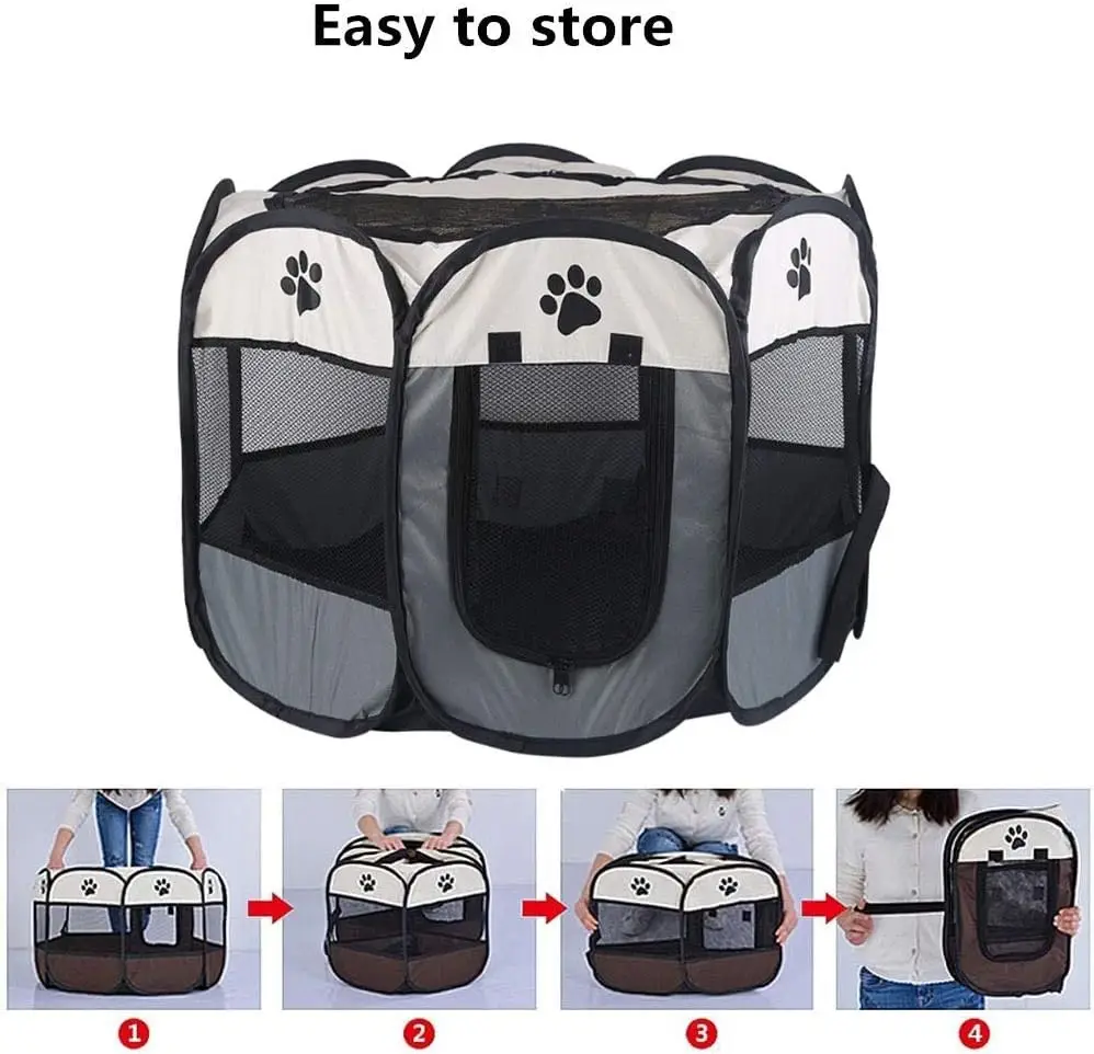 Foldable Pet Kennel Tents Mesh Shade Cover Outdoor Travel Camping Use Portable Pet Exercise Playpen