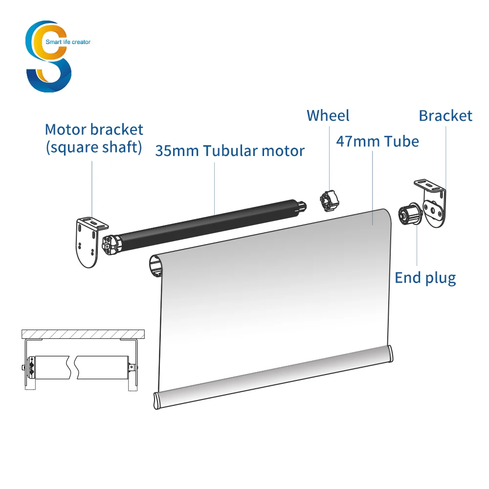 Dc Motorized Lift Tilt Faux Wood Chain Controller Vertical Curtin Tubular Motor Windproof Waterproof Roller Blind