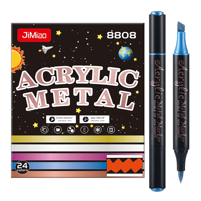 Hot Sale 24 Ink Color Dual Point Art Marker Pen High Quality Plastic Fiber Permanent Marker