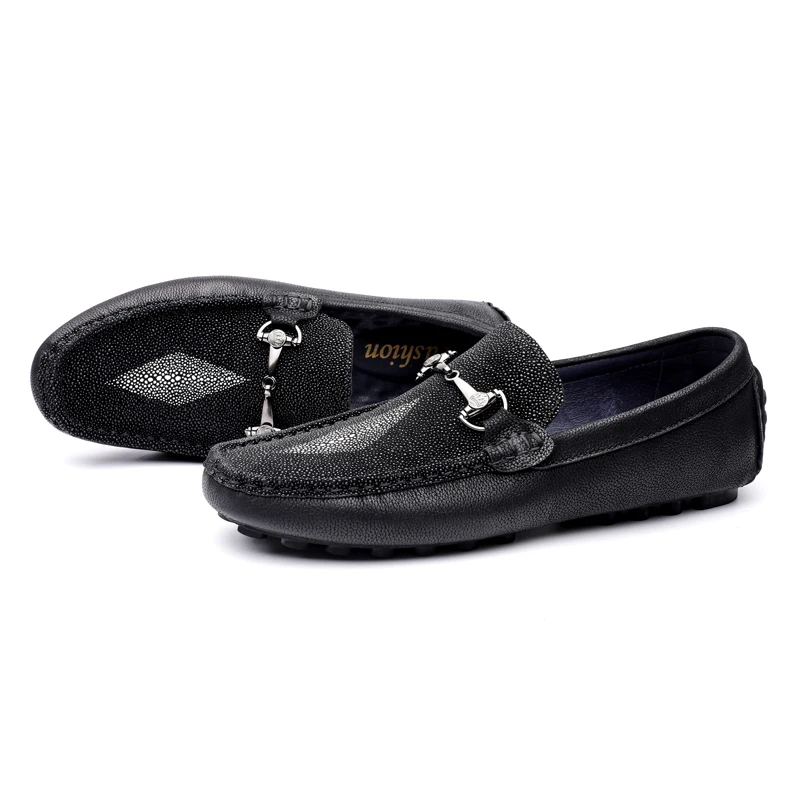 Support Custom LOGO Man Driving Shoes Comfortable Leather Loafers Shoes Moccasin Men Shoes