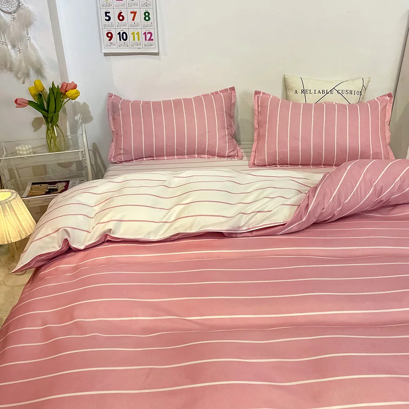 Custom color luxury pink low 4 pieces king size high quality comforters bedding set