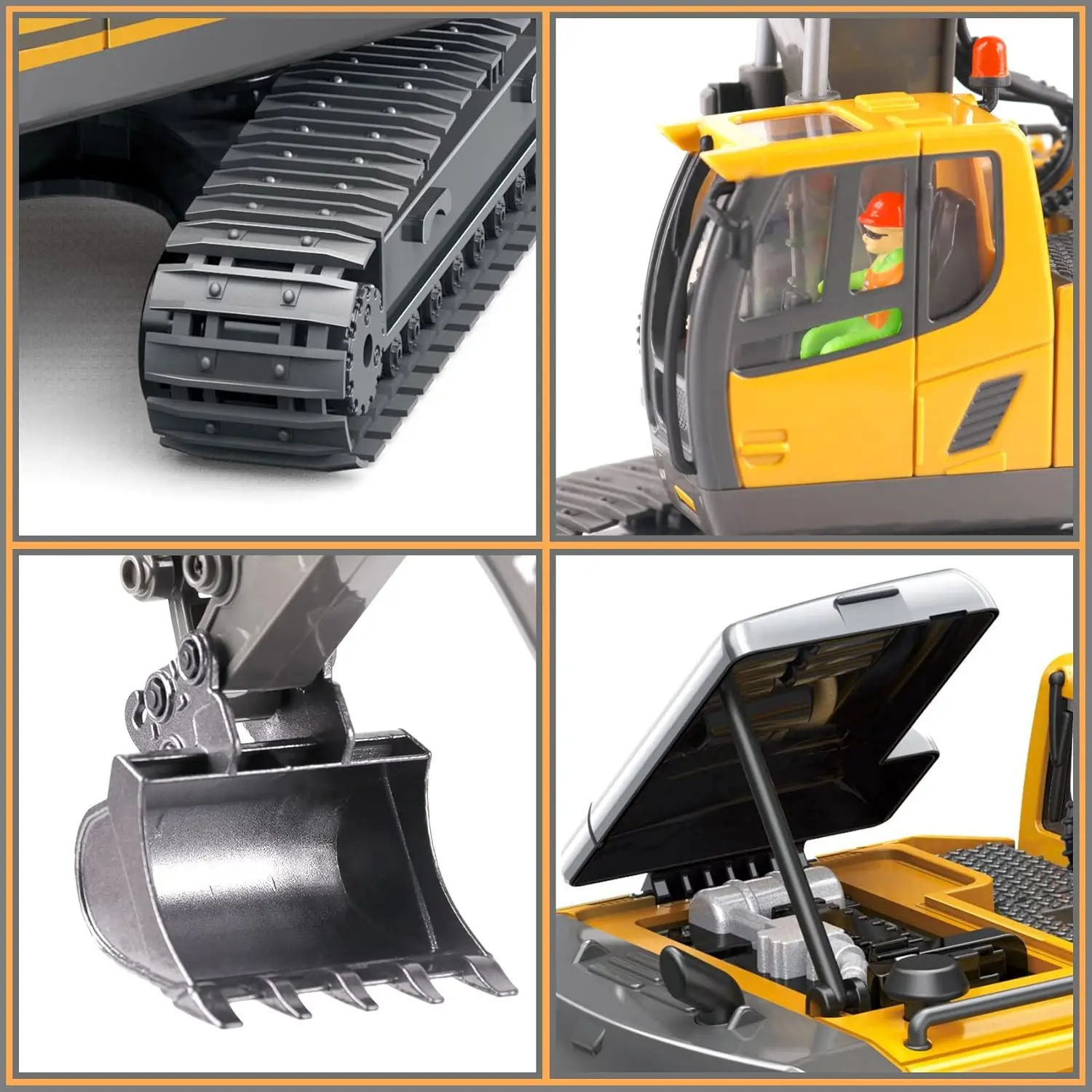 Kouyikou boy  car toy 1/20 2.4G metal RC Excavator Bulldozer Remote Control Construction Truck Engineering Vehicles for kid