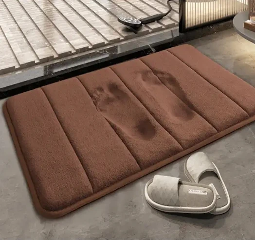 Super Water Absorption Foldable Memory Foam Bath Mat Rug Gray Bathroom non slip shower mat