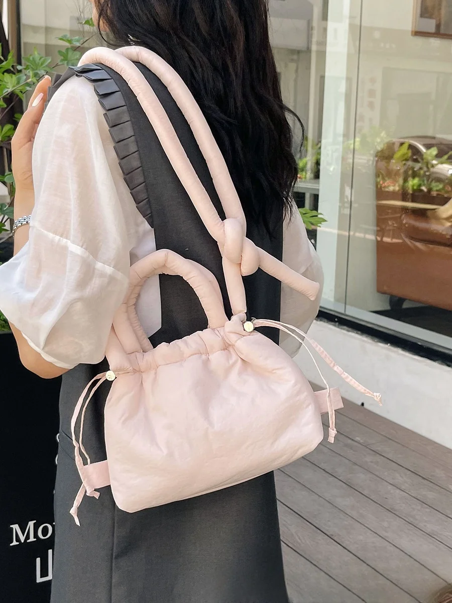 2024 Winter New Trendy Designer Korean Soft Sling Shoulder Bag Mini Puffy Women Underarm Handbags For Girls