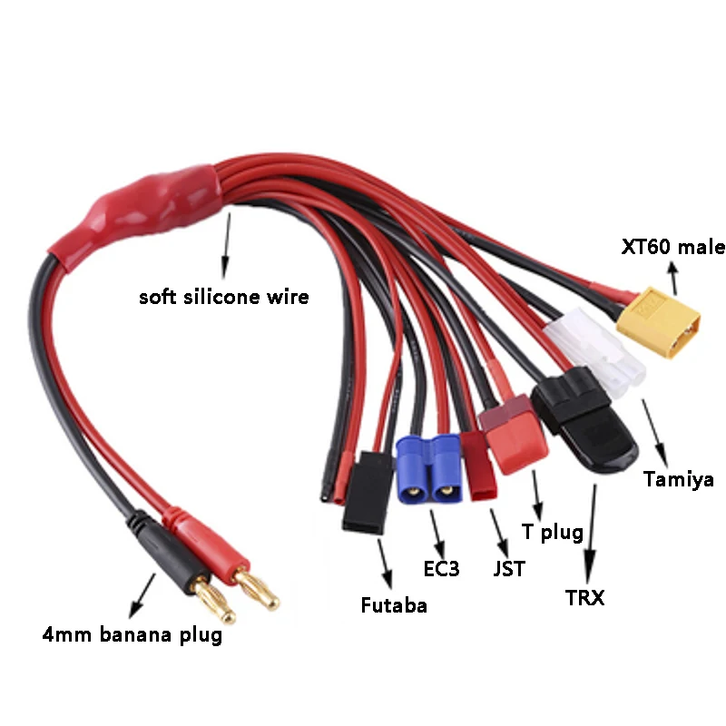 Multifunctional Lithium B6 Charger Convert line for Remote Control Aircraft and Car 8 in 1 B6 Soft Silicone Wire Transfer Cable