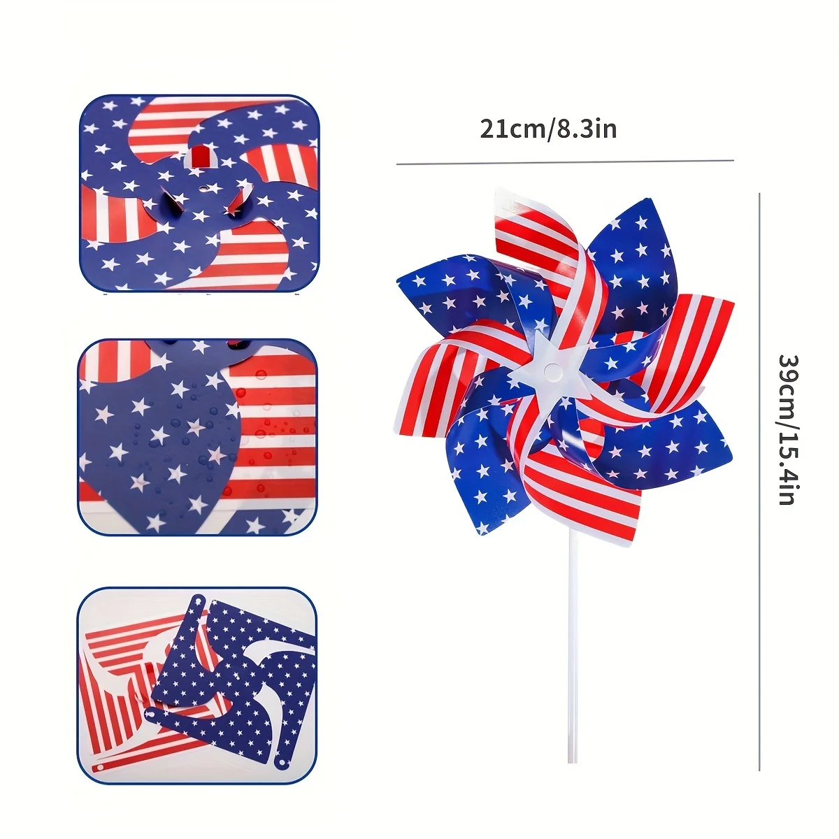 10pcs Stars And Stripes Pinwheels, 4th Of July Decor Patriotic Pinwheels Red, White And Blue, Independence Day Decor Party Favor