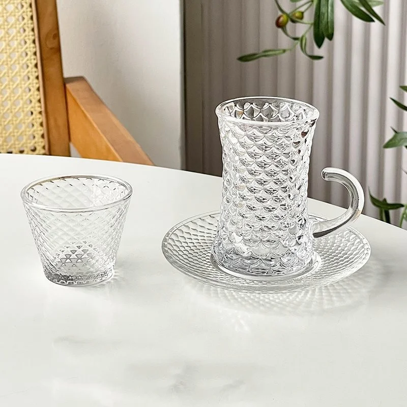 Moroccan tea glasses with gift box luxury Tea cups set custom print water tea and wine glasses or cups