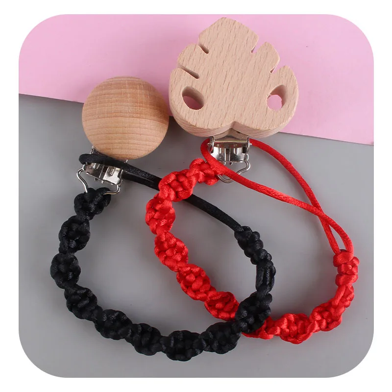 Newborn Baby Animal Beech Wood Handmade Cotton Prevents Chains From Falling Off Pacifier Chain