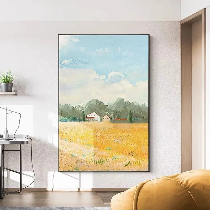 Dropshipping Living Room Home Decor 100% Hand Painted Abstract Modern Textured Gold Gleaming Acrylic Oil Painting