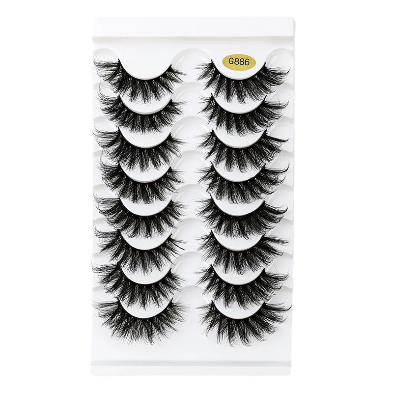 8 Pairs Private Label Fluffy Russian Full Strip Eyelashes Supplier Faux Mink Natural 3D Lashes Mix Wholesale Eyelashes