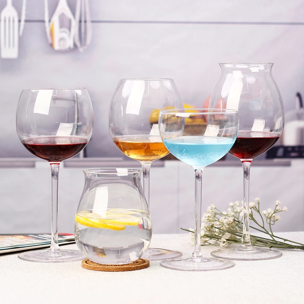 
Cheap Factory Price reausable wine glass colored embossed glasses goblet set for event tableware glass 