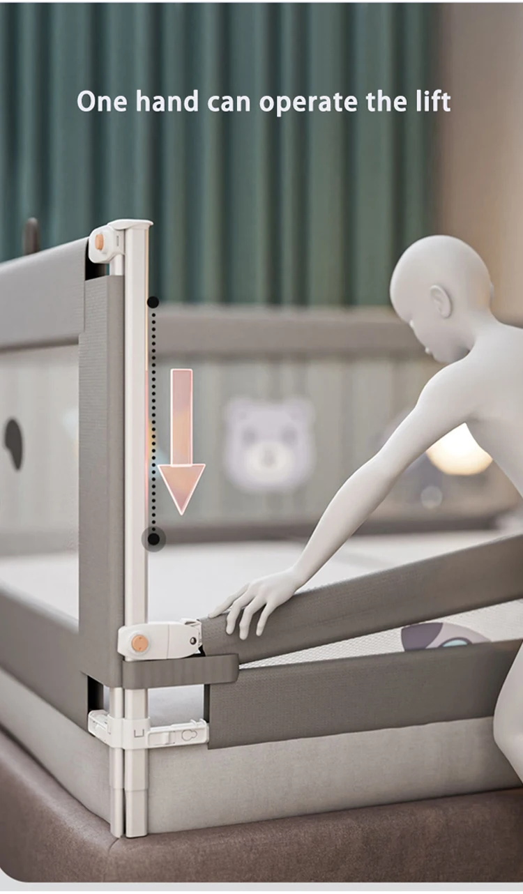 Factory Direct Sales Kids Bed Safety Guards with adjustable lifting rod - Adjust Safety Bed Rail for baby customizable