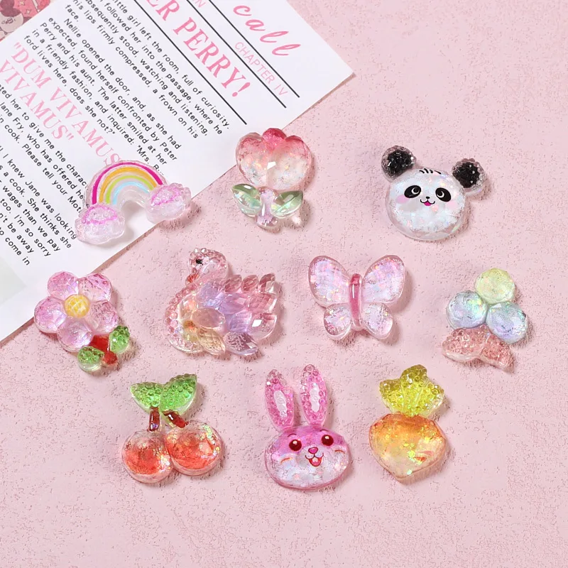 Handmade DIY Butterfly Glue Jewelry Materials Resin Accessories with High Transparency Shiny White Swan Cartoon-Style Art Craft