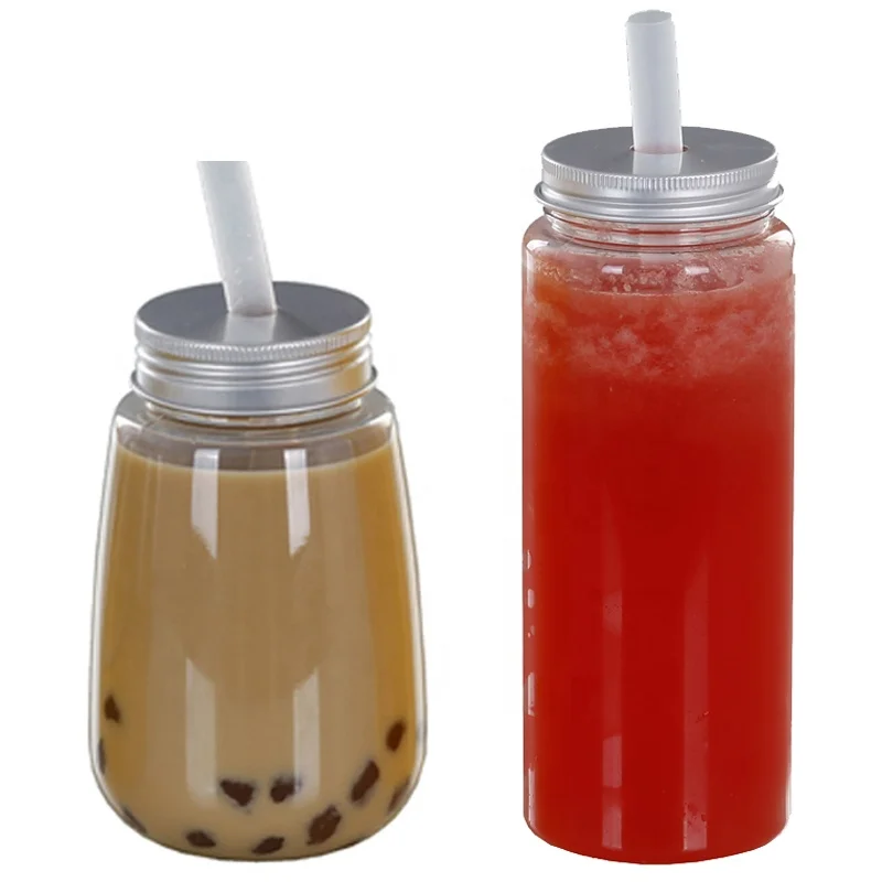 Plastic Juice Bottles 350ml PET Beverage jars  with Lids Screen Printing Mineral Water Bottle SK Screw Cap foodgrade