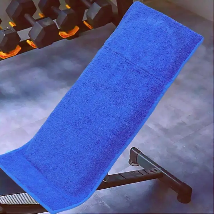 Cotton Bench Towel with Zip Pocket Custom Cotton Gym Towel for Fitness
