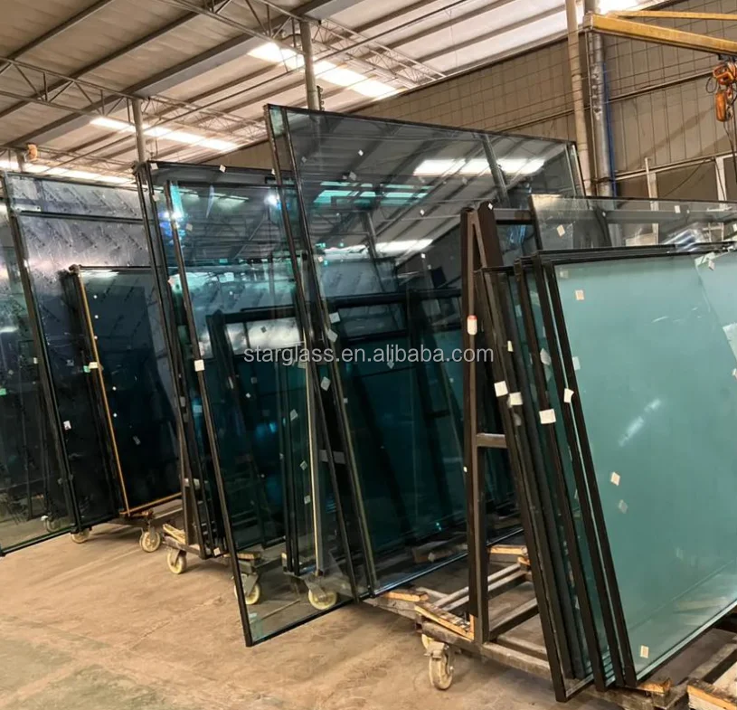 Glass factory windows and doors 12mm low - e double glazed tempered glass insulated glass