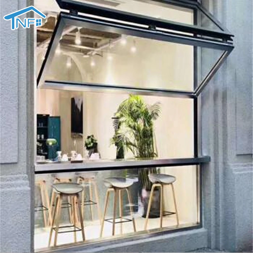 NF Aluminium Fold Up Windows Aluminum Fold Out Windows,folds up and out windows with LOWE Double or single Glass for bar