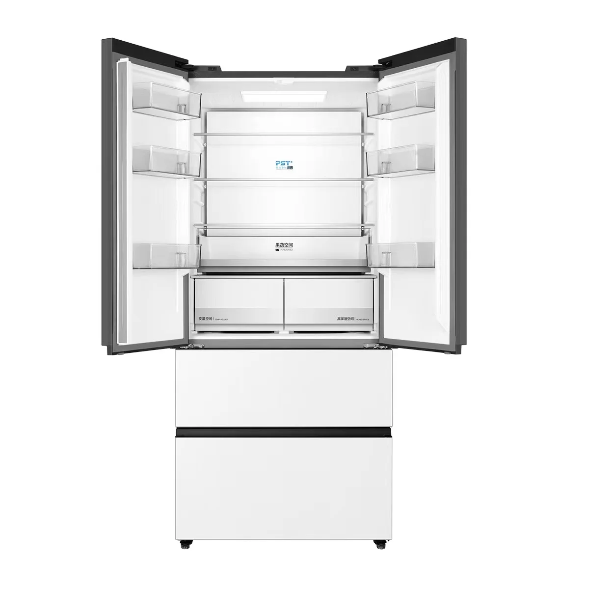 Large capacity double door white refrigerator for the home