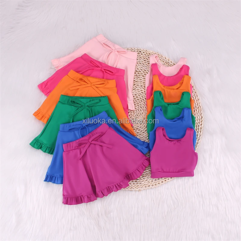 2024 New Gym Activewear  Skort Set  Underneath Kids Tennis Skirt Set Kids Tennis Dress