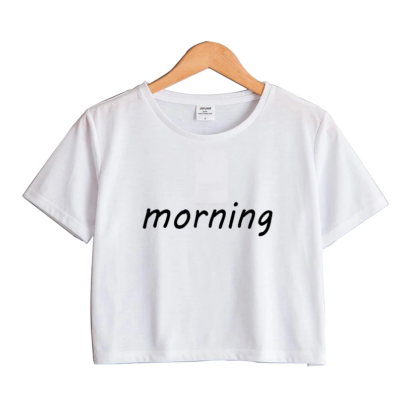 Woman Plain White 100 Cotton Crop Top Fitness Sport Clothing Ladies Knitted Crop Top T Shirt for Custom Logo Printing