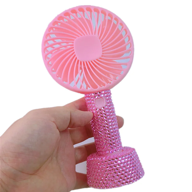 custom wholesale new usb desk battery rechargeable handheld portable mini fan crystal bling bling mini fan