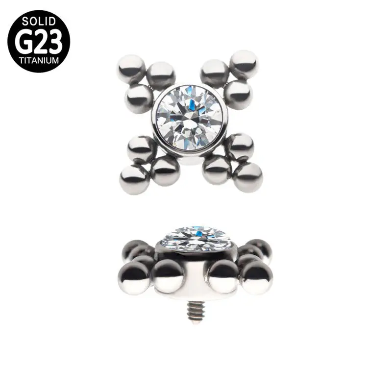 ASTM F136 Titanium CZ Opal Top Parts Navel Nailed Lip Nail Earrings Labret Nose Rings Body Piercing Jewelry Accessories