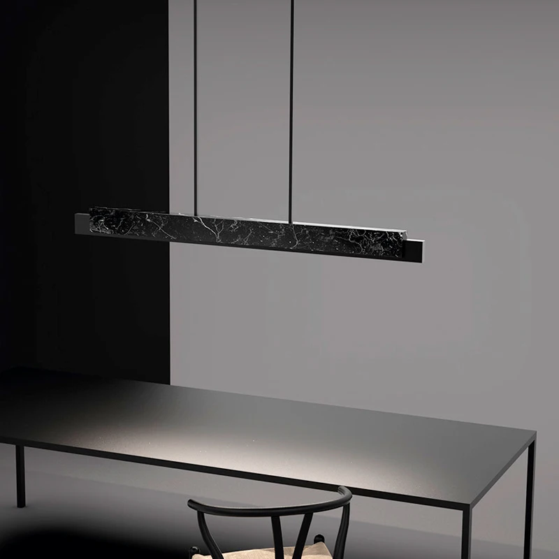 Simig lighting Italian Designer Nordic modern artistic decor black marble long strip dining bar chandelier
