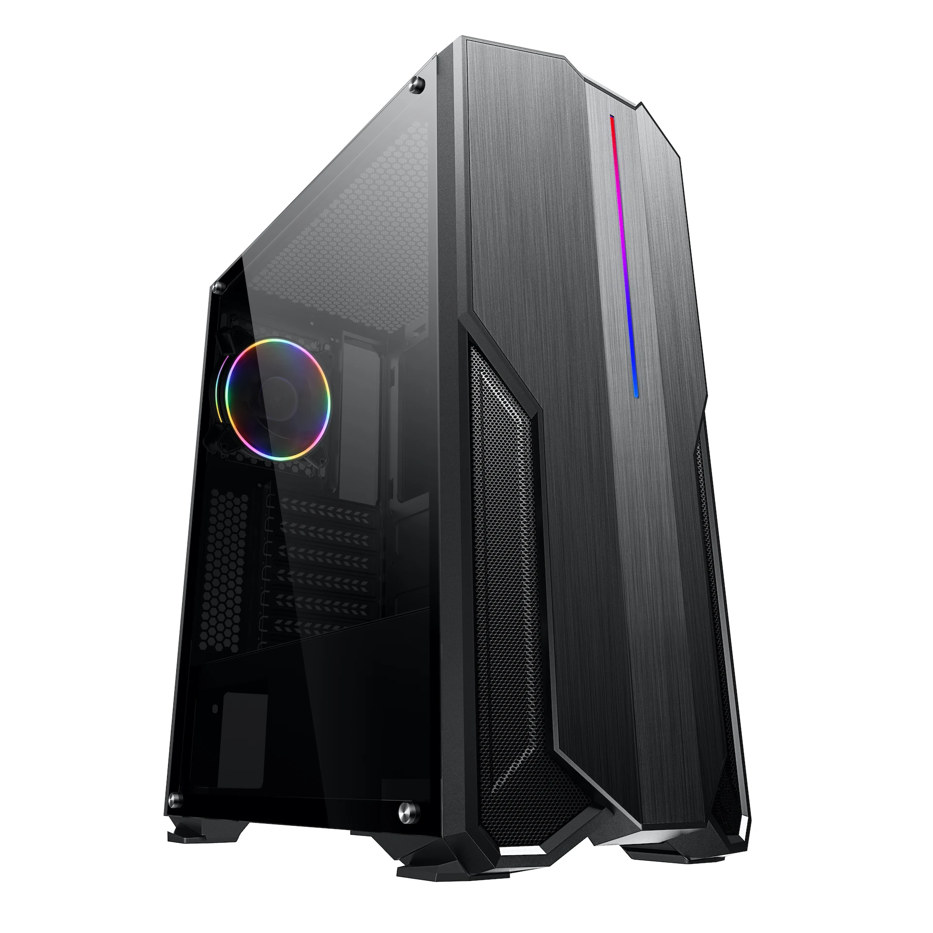 SAMA desktop gaming pc case wholesale pc cabinet OEM customized front ARGB strip LED light atx case