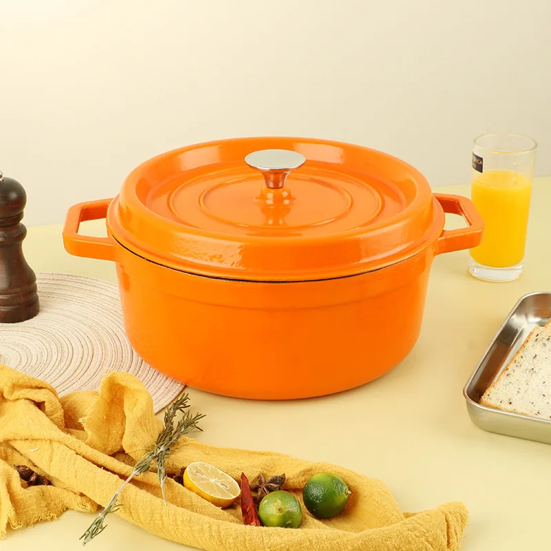 Factory Supply Customizable Cast Iron Enamel Cooking Pot Frying Pan Kitchen Cookware Set