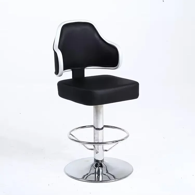 Hot Sale Custom Texture Leather Height Adjustable Style Casino Chairs With Chrome Base Footrest