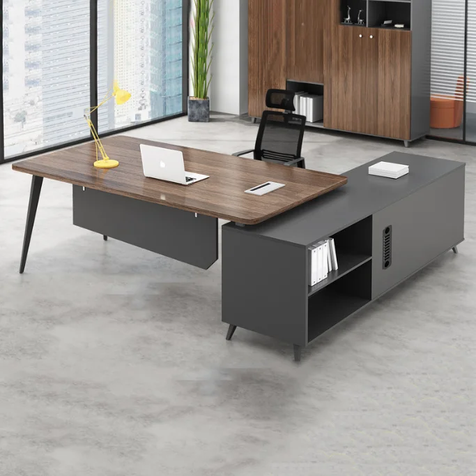 MFC stainless steel table feet solid with sub-cabinet storage rechargeable front panel Manager in charge of executive desk