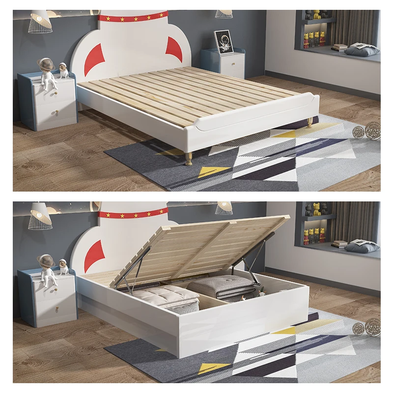 Cheap factory children beds Russian birch and New Zealand Pine solid wood rocket kids bed