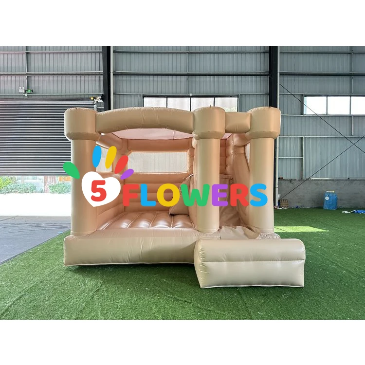 Hot sale PVC pastel tan bouncy housed combo bouncy castle with slide inflatable combo bouncer with blower for kids adults party
